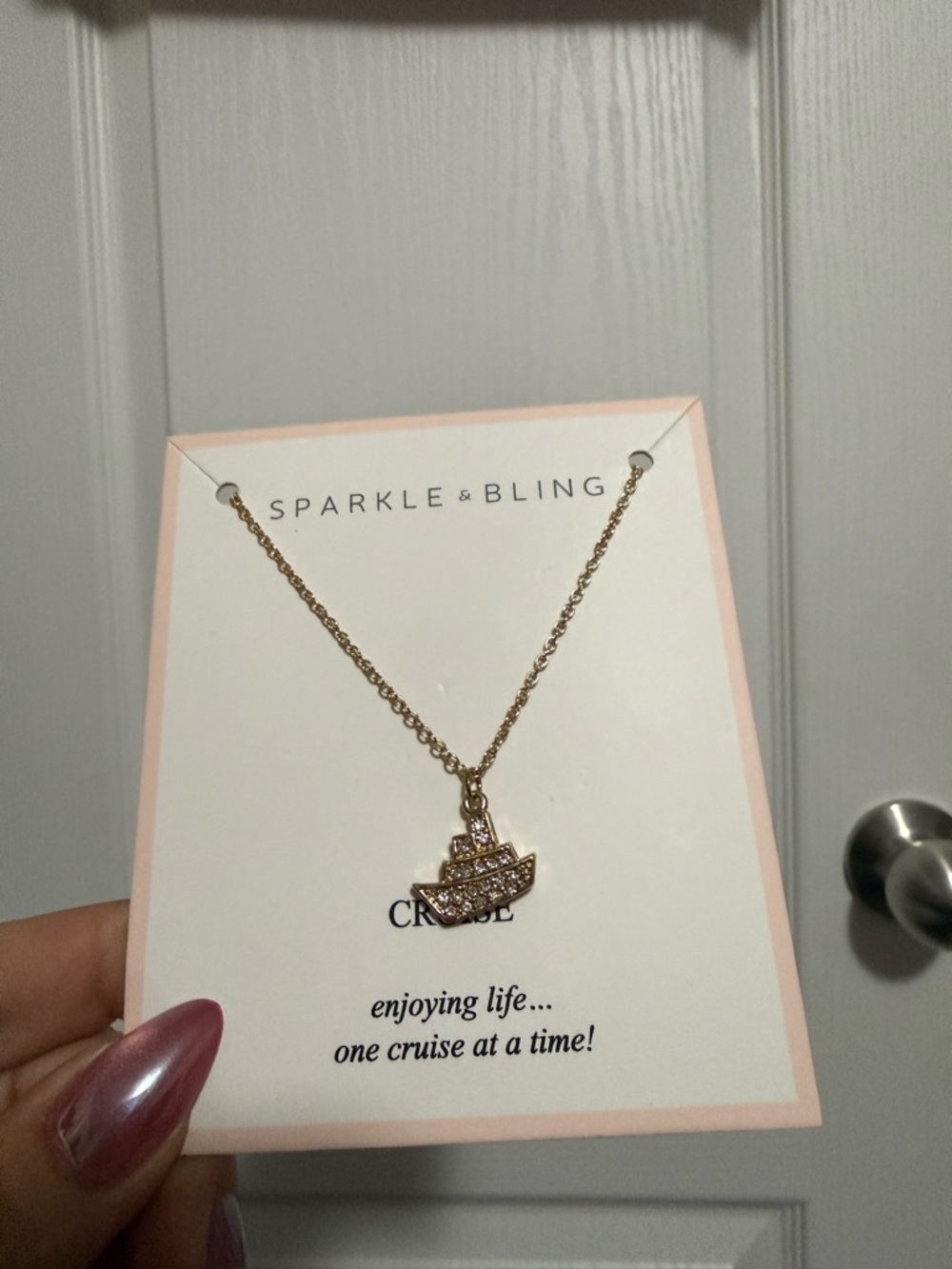 Gold Crystal Boat Pendant Necklace - Women Jewelry - Picture 2 of 6